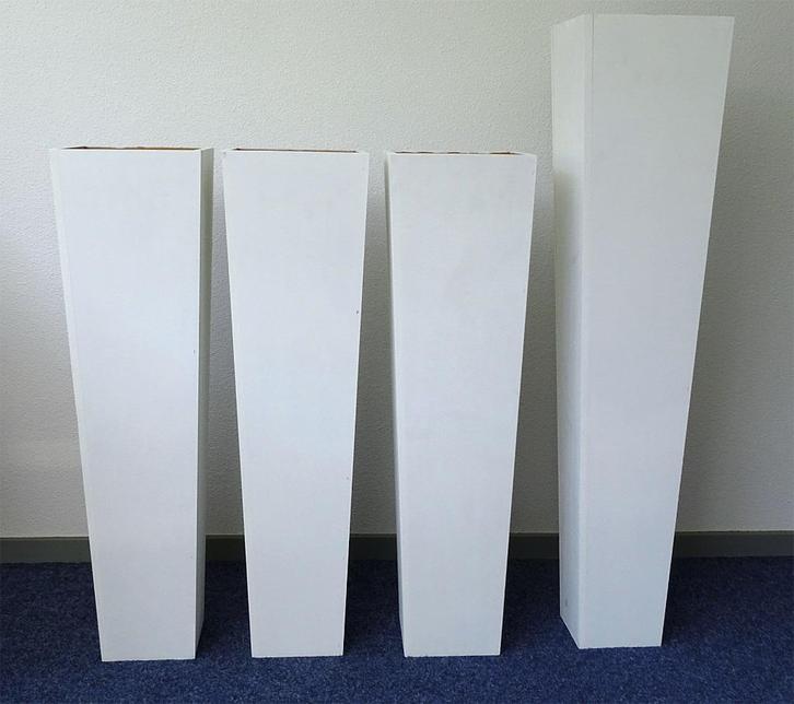 MDF vazen set van 3x 80cm hoog 1x100cm hoog, Huis en Inrichting, Woonaccessoires | Vazen, Zo goed als nieuw, Wit, 75 cm of meer