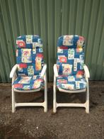 Twee witte tuinstoelen met kussens. Of twee blauwe Jardin, Ophalen, Zo goed als nieuw, Kunststof