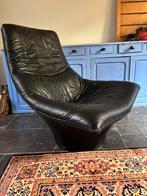 Vintage draai fauteuil leer Jack Crebolder design zwart, Ophalen, Zo goed als nieuw, 75 tot 100 cm, Leer