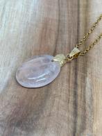 Rozenkwarts Ketting - RVS Minimalistisch, Sieraden, Tassen en Uiterlijk, Kettingen, Nieuw, Ophalen of Verzenden, Steen of Mineraal