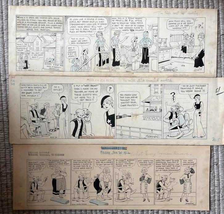 Branner Winnie Winkle Perry Winkle Sjors originele tekening, Verzamelen, Stripfiguren, Gebruikt, Overige typen, Overige figuren