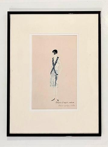 Mode Tekening Parijs 1920s Art Deco Stijlvolle Dame Design S beschikbaar voor biedingen
