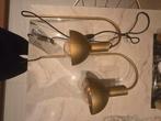 2 zgan gouden wandlampes/ bedlampjes met lamp, Huis en Inrichting, Ophalen, Zo goed als nieuw