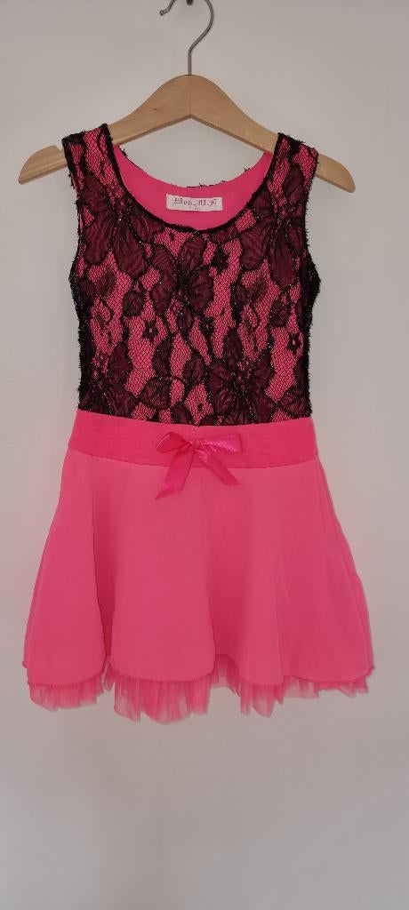 Prachtige roze jurk met zwarte kant maat 98 104 NIEUW !, Kinderen en Baby's, Kinderkleding | Maat 98, Ophalen of Verzenden, Nieuw