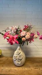 Groot boeket kunstzijden bloemen, roze tinten, Ophalen of Verzenden, Zo goed als nieuw, Binnen