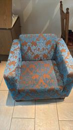 Blauwe bruine stoel, Huis en Inrichting, Banken | Sofa's en Chaises Longues, Eenpersoons, 75 tot 100 cm, Ophalen of Verzenden