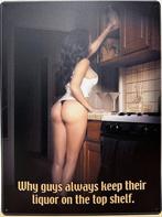 Drank op de bovenste plank reclamebord van metaal wandbord