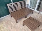 Ikea Applaro tuinbankje incl tafeltje, zonder kussens., Gebruikt, Loungeset, Bank, Hout