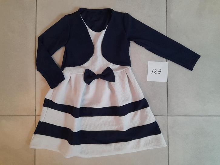 Prachtig blauw / wit jurkje. Maat 128., Kinderen en Baby's, Kinderkleding | Maat 128, Zo goed als nieuw, Meisje, Jurk of Rok, Ophalen of Verzenden