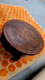 Unieke Maya Tafel met Lederen Blad, Huis en Inrichting, Tafels | Salontafels, Minder dan 50 cm, Gebruikt, Overige materialen, Maya