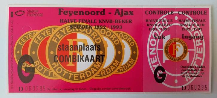 oud voetbalticket KNVB Beker Feyenoord - AJAX #1, Verzamelen, Sportartikelen en Voetbal, Zo goed als nieuw, Overige typen, Ajax