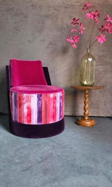 Mooie blikvanger fauteuil stoel roze paars velvet stof ! beschikbaar voor biedingen