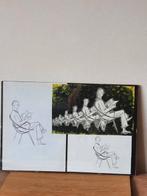 modern gemengde techniek titel "DE LANGE ZIT" ongesigneerd, Antiek en Kunst, Kunst | Schilderijen | Modern, Ophalen