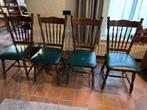 4 -eerkamerstoelen/groene zitting/spijlen leuning, Ophalen