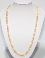 Schitterend Frans 18-KT Goud Golden Akoya Parelketting 66 CM, Sieraden, Tassen en Uiterlijk, Antieke sieraden, Verzenden, Goud