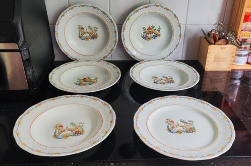 Rörstrand Mah-Jong 5x diep bord, 1x dinerbord, 1951-1954, Antiek en Kunst, Antiek | Servies los, Ophalen of Verzenden