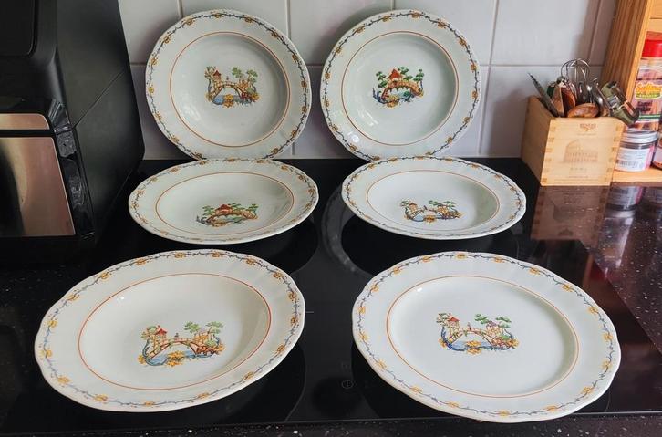 Rörstrand Mah-Jong 5x diep bord, 1x dinerbord, 1951-1954, Antiek en Kunst, Antiek | Servies los, Ophalen of Verzenden