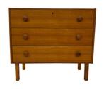 Vintage Ladekast Kastje Jaren 60 Teak Fineer Denemarken, Gebruikt, Vintage, 50 tot 100 cm, Minder dan 100 cm