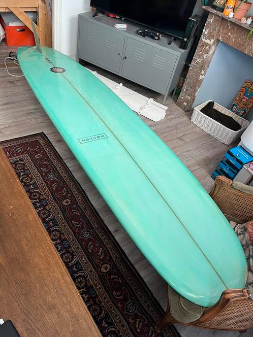 Longboard 9,6 modern single fin golfsurfboard, Watersport en Boten, Golfsurfen, Zo goed als nieuw, Ophalen