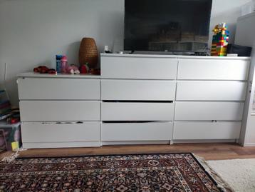 Ladekast met 4 en 3  lades, wit, 80x100 cm 1+2 totaal 3 stuk