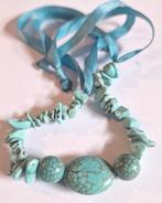 Armband met turquoise stenen, Ophalen of Verzenden, Blauw, Overige materialen