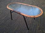 Vintage Glazen Tafeltje met Bamboe Frame, Ophalen, Minder dan 45 cm, Gebruikt, Vintage