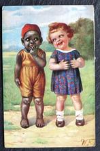 Wit en zwart meisje zijn vriendinnen, W. Fialkowska, Verzenden, 1920 tot 1940, Gelopen, Kinderen