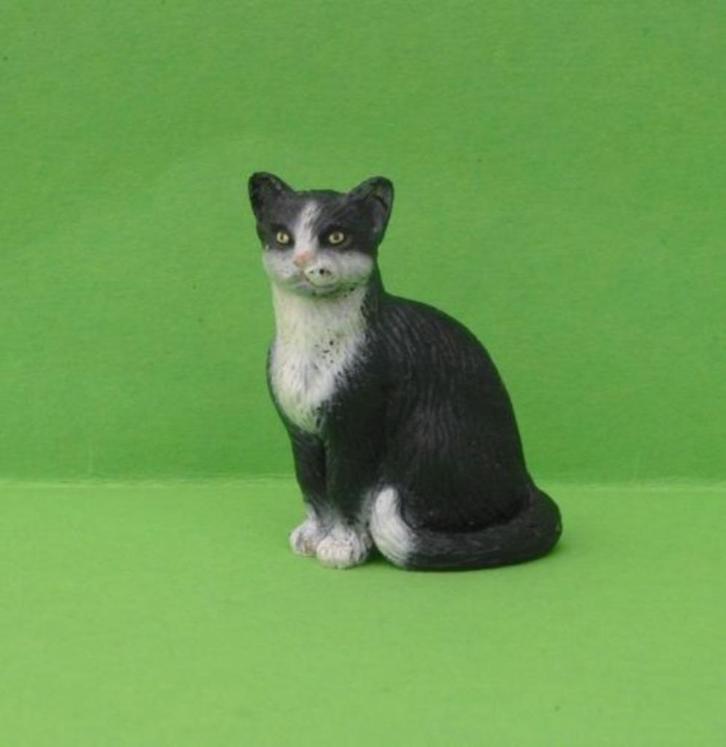 Schleich 13123 kat zwart wit, dierfiguur, Verzamelen, Dierenverzamelingen, Gebruikt, Beeldje of Figuurtje, Hond of Kat, Verzenden