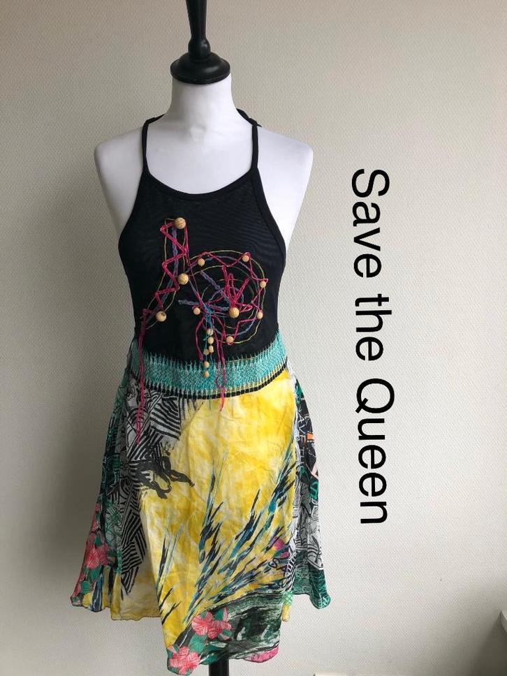 Save the Queen Jurk 100% katoen (mt: 36) DL/3772, Kleding | Dames, Jurken, Zo goed als nieuw, Maat 36 (S), Blauw, Onder de knie