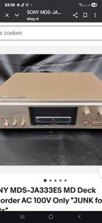GEVRAAGD SONY MINIDISC REGORDER ES  JA MDS 333 CAMPAGNE GOL, Ophalen of Verzenden, Minidisc-recorder