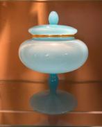 Prachtig blauw opaline glazen bonbon of snoep pot., Ophalen of Verzenden