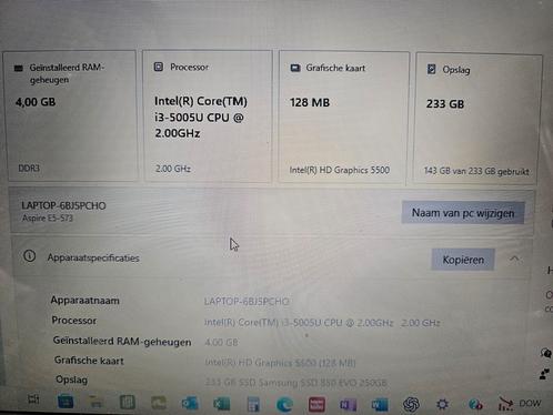 Acer aspire E5-573+ wireless tb+muis+printer, Computers en Software, Windows Laptops, Zo goed als nieuw, 15 inch, Ophalen