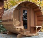 Gezocht: Defecte barrel sauna om tuinhuis van te maken, Ophalen of Verzenden, Gebruikt, Fins of Traditioneel, Complete sauna