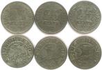 Serie 3 zinken kwartjes Wilhelmina, Postzegels en Munten, Munten | Nederland, Verzenden, Koningin Wilhelmina, 25 cent