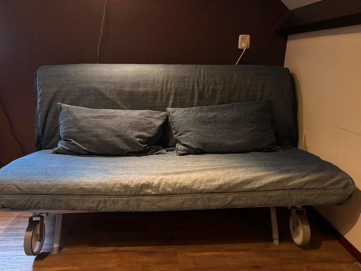 Slaapbank, Huis en Inrichting, Slaapkamer | Slaapbanken, Gebruikt, 160 cm, 200 cm, Tweepersoons, Blauw, Ophalen