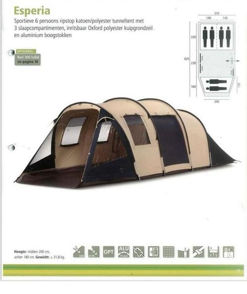 Bardani Esperia 6 persoons tunneltent, Caravans en Kamperen, Tenten, tot en met 6, Zo goed als nieuw, Ophalen