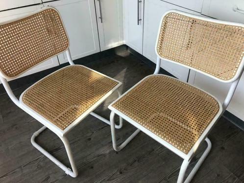 4x Breuer Thonet stijl Cesca buisframe stoel rotan webbing, Huis en Inrichting, Stoelen, Gebruikt, Twee, Hout, Metaal, Riet of Rotan