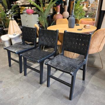 3 x Eetkamerstoel Calixta Hout en leder Zwart van Kave Home beschikbaar voor biedingen