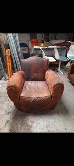 Oude leren snor fauteuil, Ophalen, Gebruikt