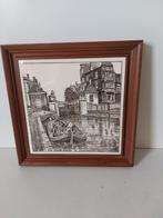 Vintage porceleinen tegel van de oude sluis te Zaandam, Antiek en Kunst, Curiosa en Brocante, Ophalen of Verzenden