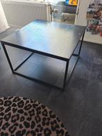 Salontafel zwart met houtnerf en metaal onderstel, 50 tot 100 cm, Minder dan 50 cm, Rechthoekig, Metaal