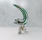De Boussu glas object Dolfijn groen., Ophalen of Verzenden