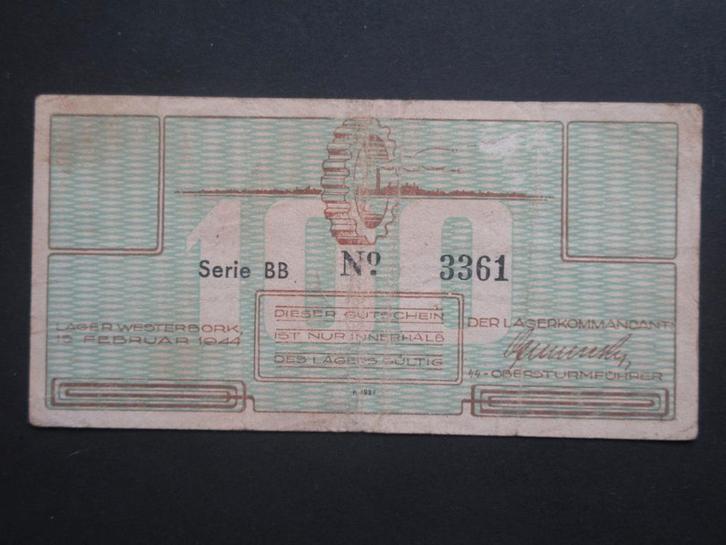 100 Cent 1944 Concentratiekamp Westerbork (03) WW2, Verzamelen, Militaria | Tweede Wereldoorlog, Overige soorten, Overige typen