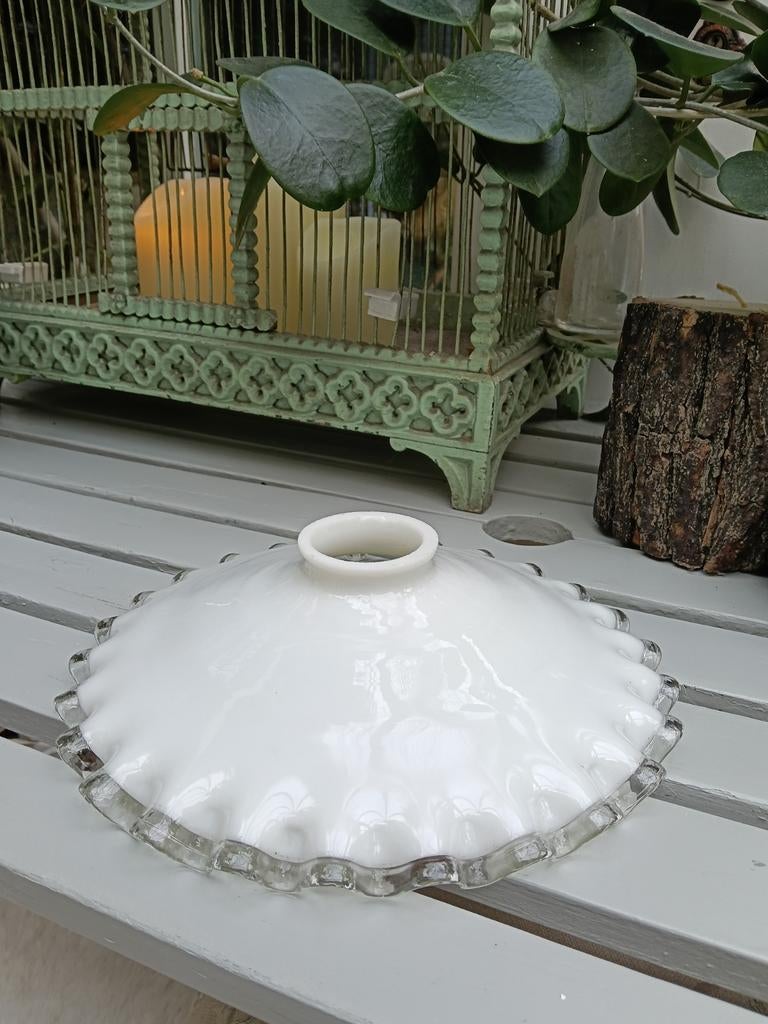 Antiek Frans opaline / melkglas lampenkapje, Ophalen of Verzenden