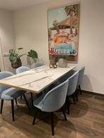 Eettafel marmer wit, Ophalen, 50 tot 100 cm, Zo goed als nieuw, Vijf personen of meer