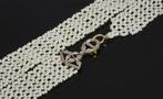 Art Deco diamant slot goud platina parel antiek ketting dame, Ophalen of Verzenden, Goud, Ketting, Met edelsteen