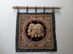 Borduurwerk Birma/Myanmar .Wanddecoratie.Olifant,Vintage, Ophalen of Verzenden, Gebruikt