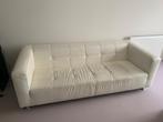 Bank wit leer, Huis en Inrichting, Ophalen, Gebruikt, Driepersoons, Rechte bank