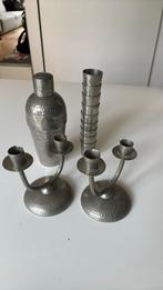 Tinnen cocktail shaker & kandelaars - Indonesië 1940 - 1950, Antiek en Kunst, Antiek | Tin, Ophalen
