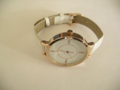 Een mooie Rosé Goudkleurige Dames Horloge met Witte Band, Sieraden, Tassen en Uiterlijk, Antieke sieraden, Overige typen, Overige materialen